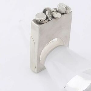 ABSTRACT HOLLOW RING HANDMADE IN STERLING SILVER METAL SIZE 8